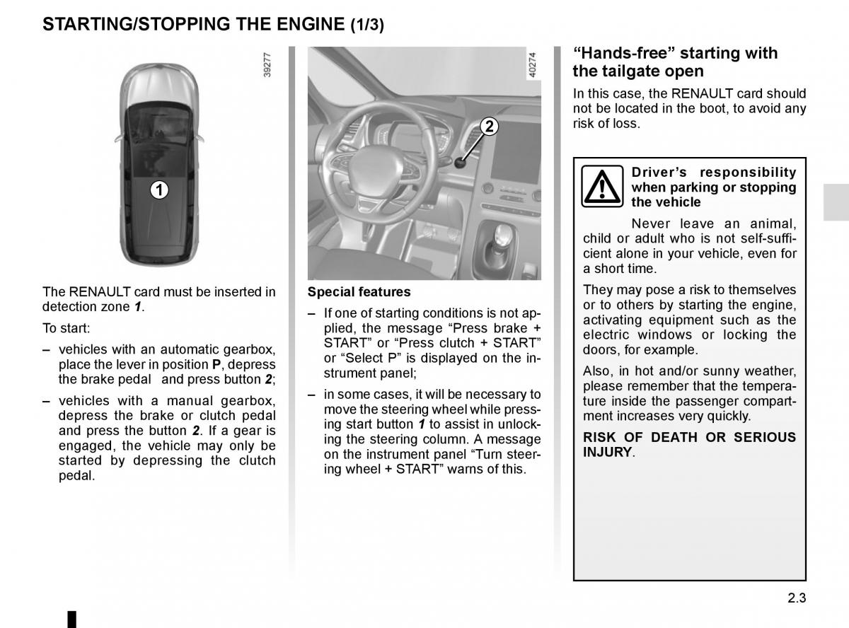 Renault Espace V 5 owners manual / page 111