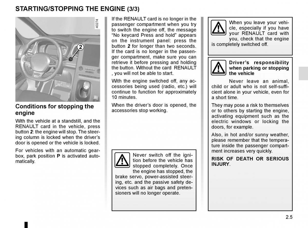 Renault Espace V 5 owners manual / page 113