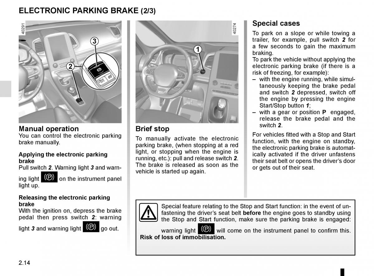 Renault Espace V 5 owners manual / page 122