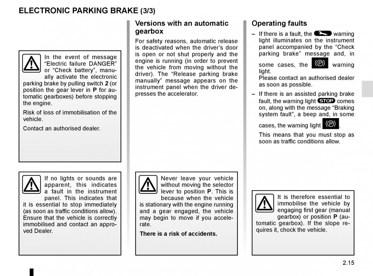 Renault Espace V 5 owners manual / page 123