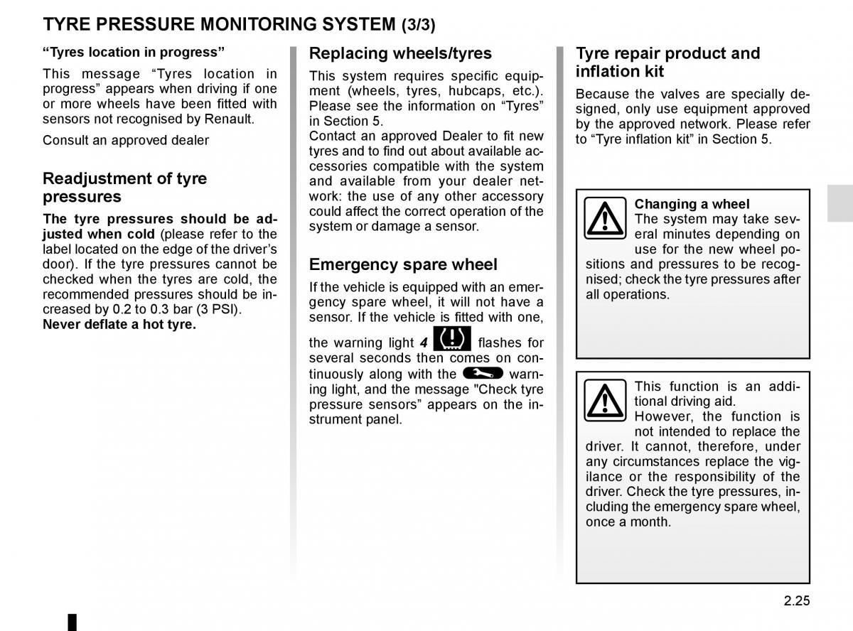 Renault Espace V 5 owners manual / page 133