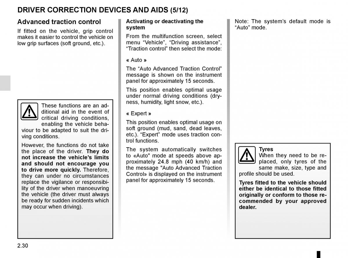 Renault Espace V 5 owners manual / page 138