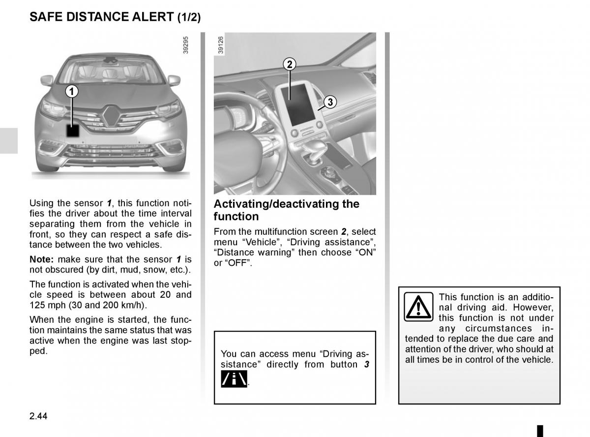 Renault Espace V 5 owners manual / page 152