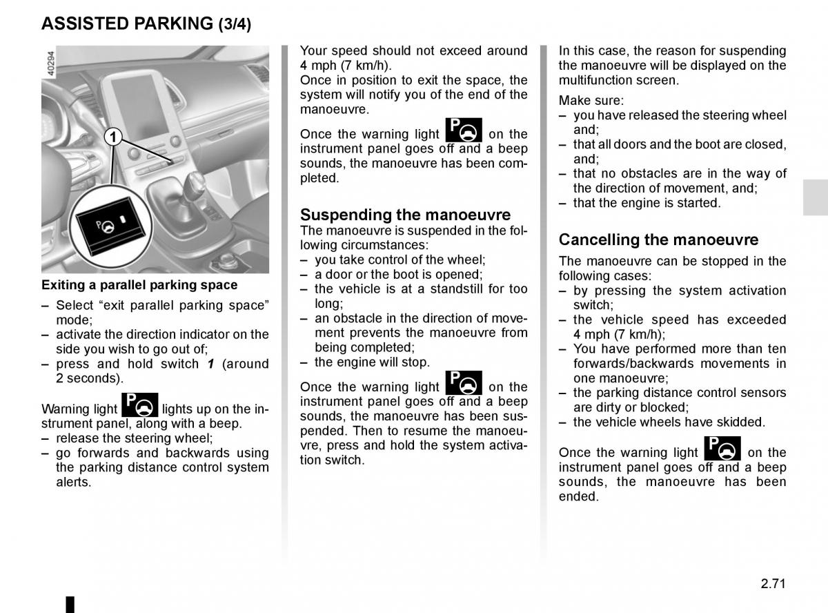 Renault Espace V 5 owners manual / page 179