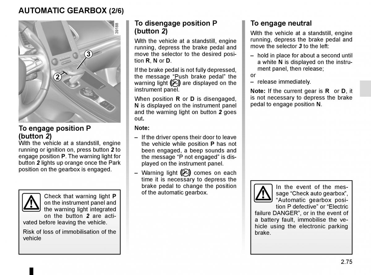 Renault Espace V 5 owners manual / page 183