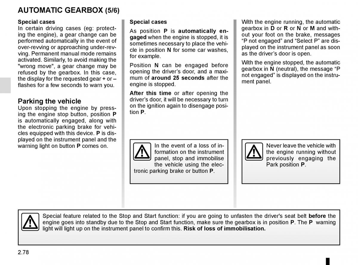 Renault Espace V 5 owners manual / page 186