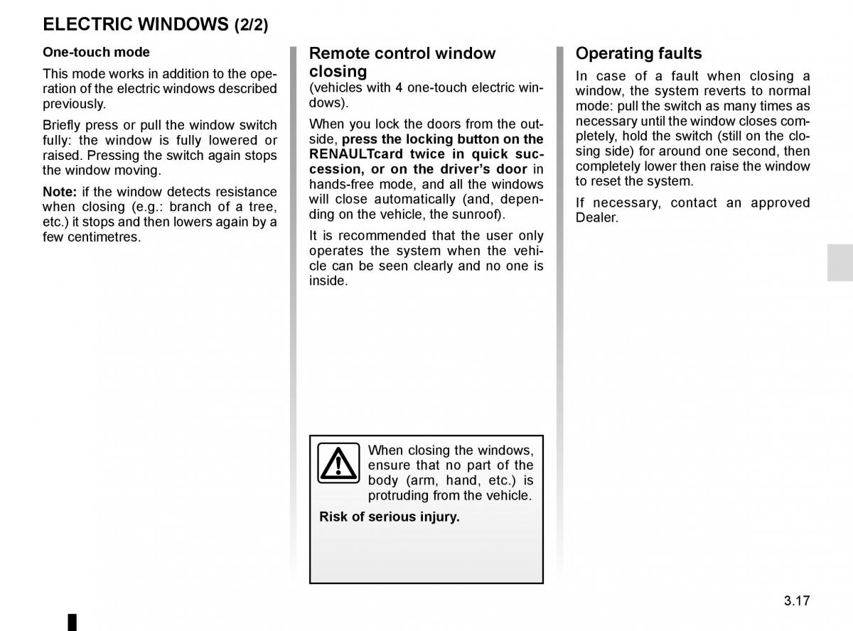 Renault Espace V 5 owners manual / page 205