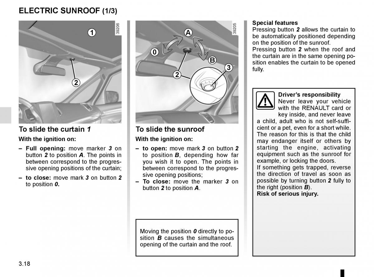 Renault Espace V 5 owners manual / page 206