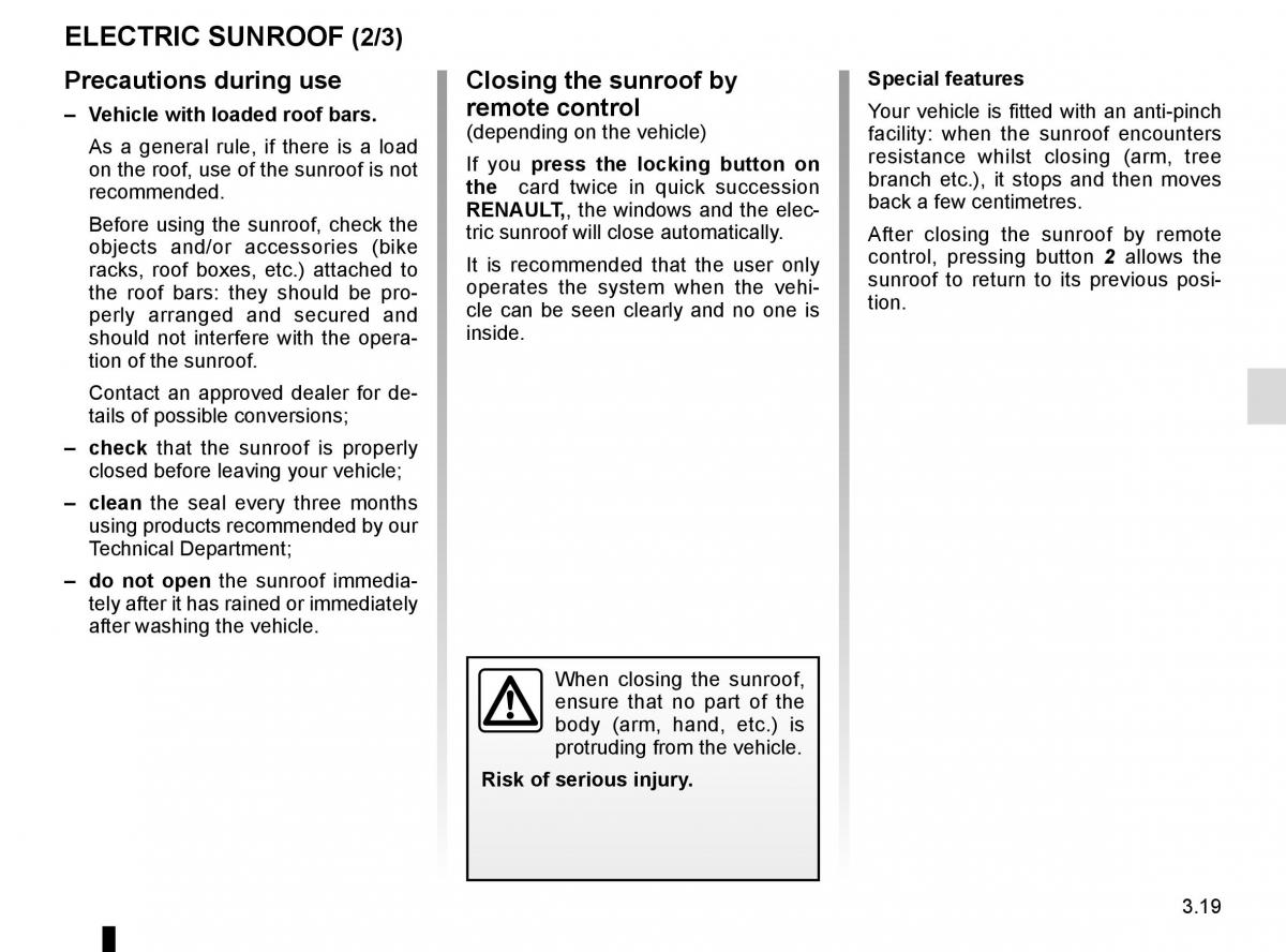 Renault Espace V 5 owners manual / page 207