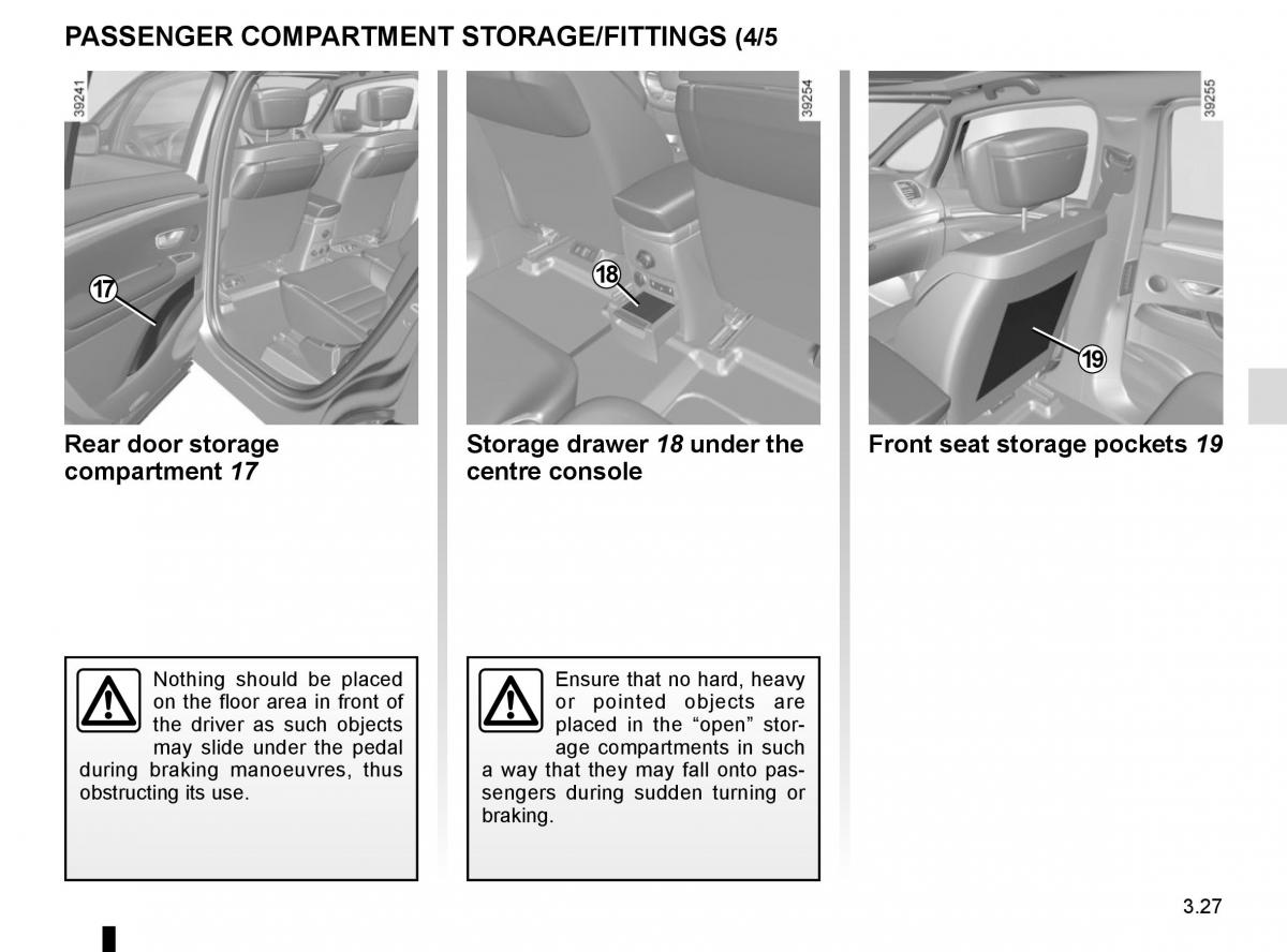 Renault Espace V 5 owners manual / page 215