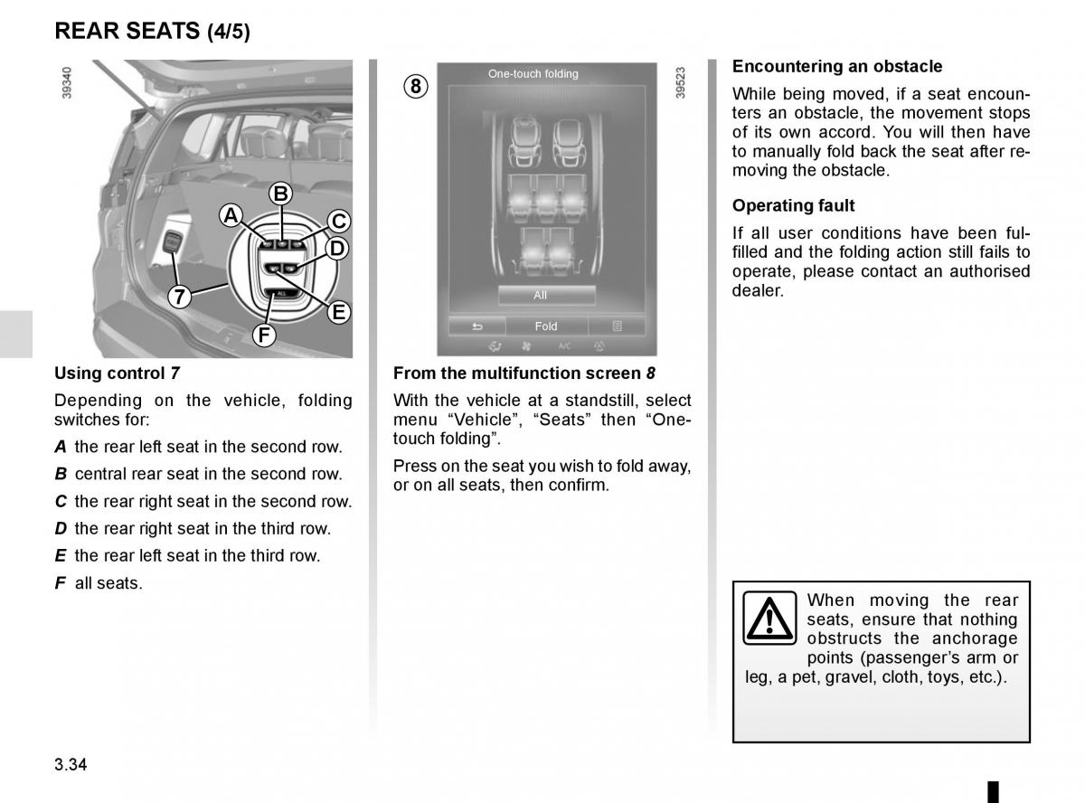 Renault Espace V 5 owners manual / page 222