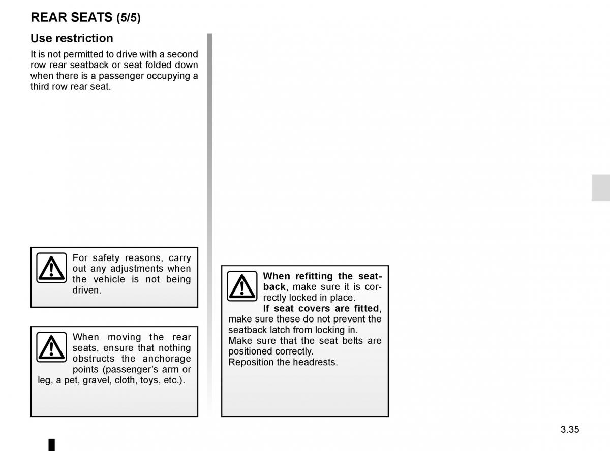 Renault Espace V 5 owners manual / page 223