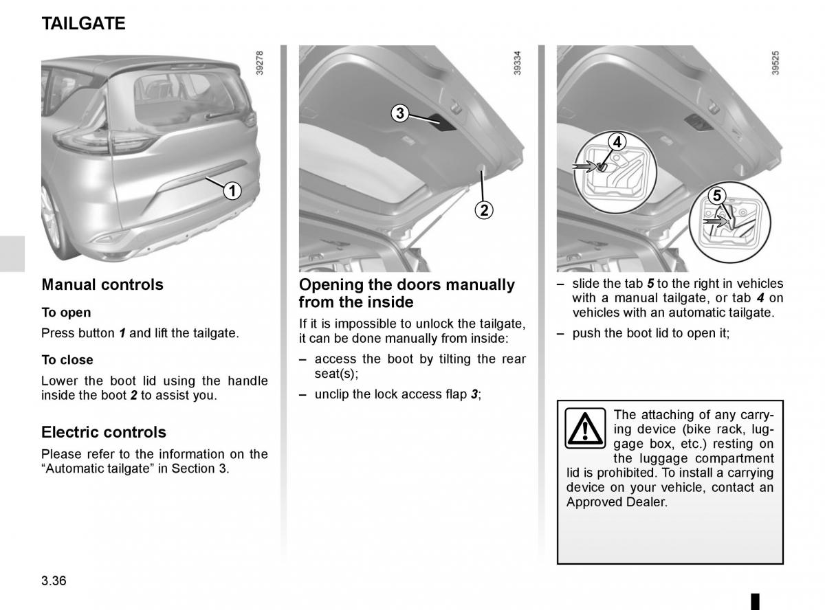 Renault Espace V 5 owners manual / page 224