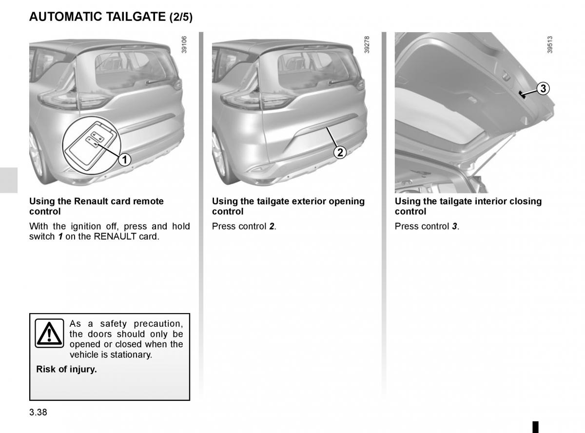 Renault Espace V 5 owners manual / page 226