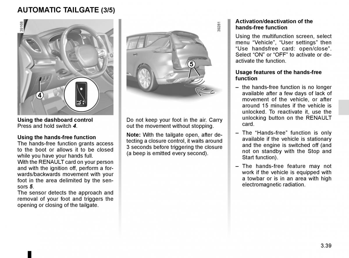 Renault Espace V 5 owners manual / page 227