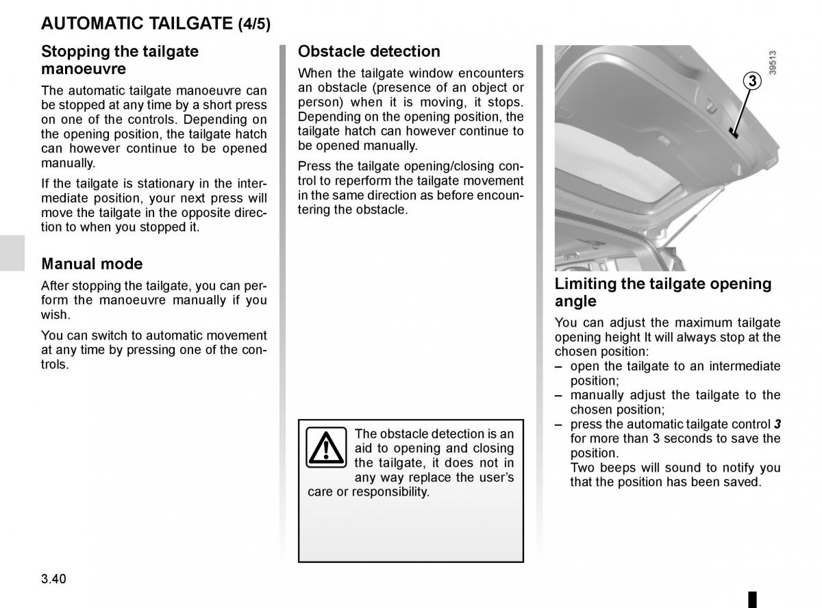 Renault Espace V 5 owners manual / page 228