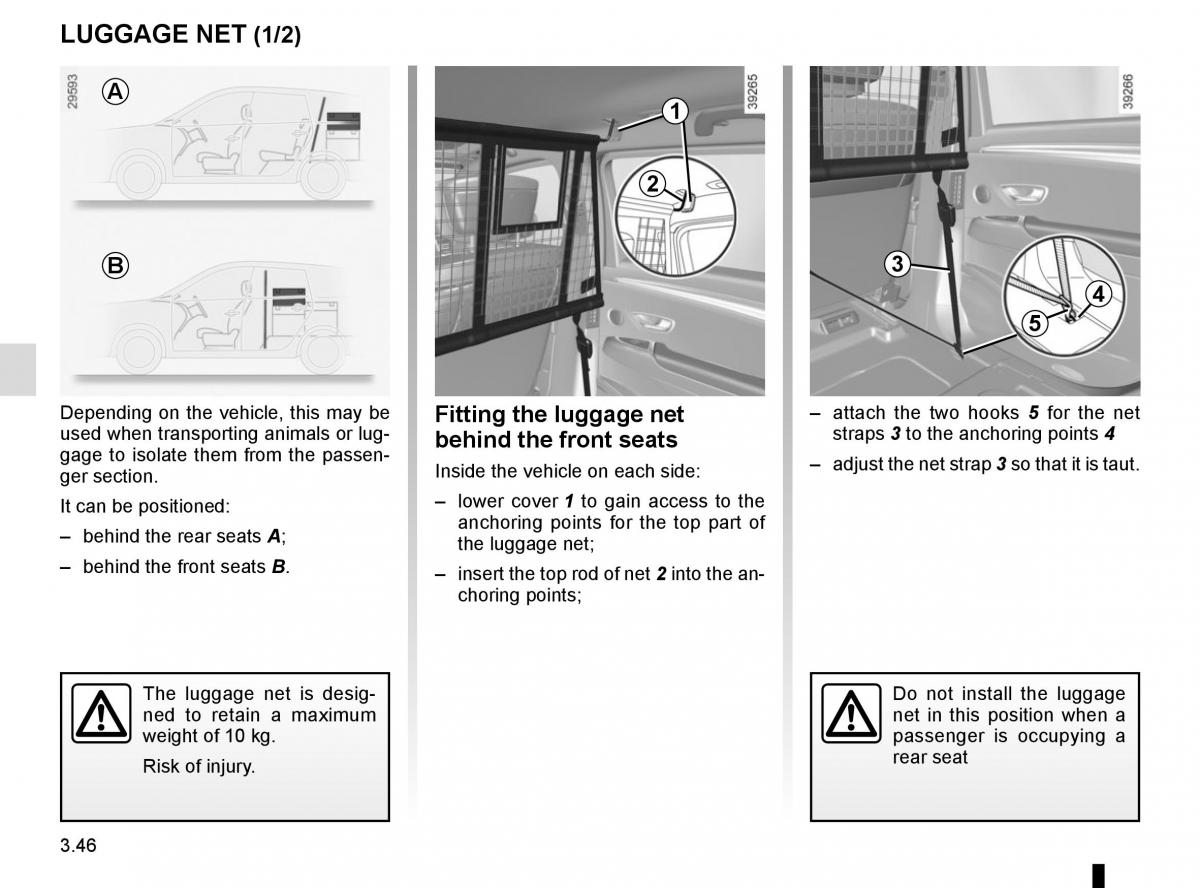 Renault Espace V 5 owners manual / page 234