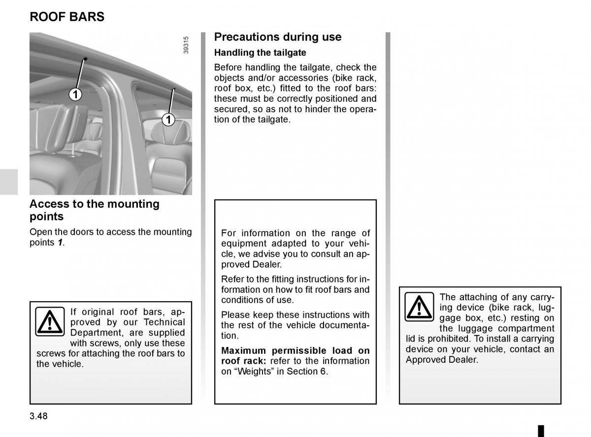 Renault Espace V 5 owners manual / page 236