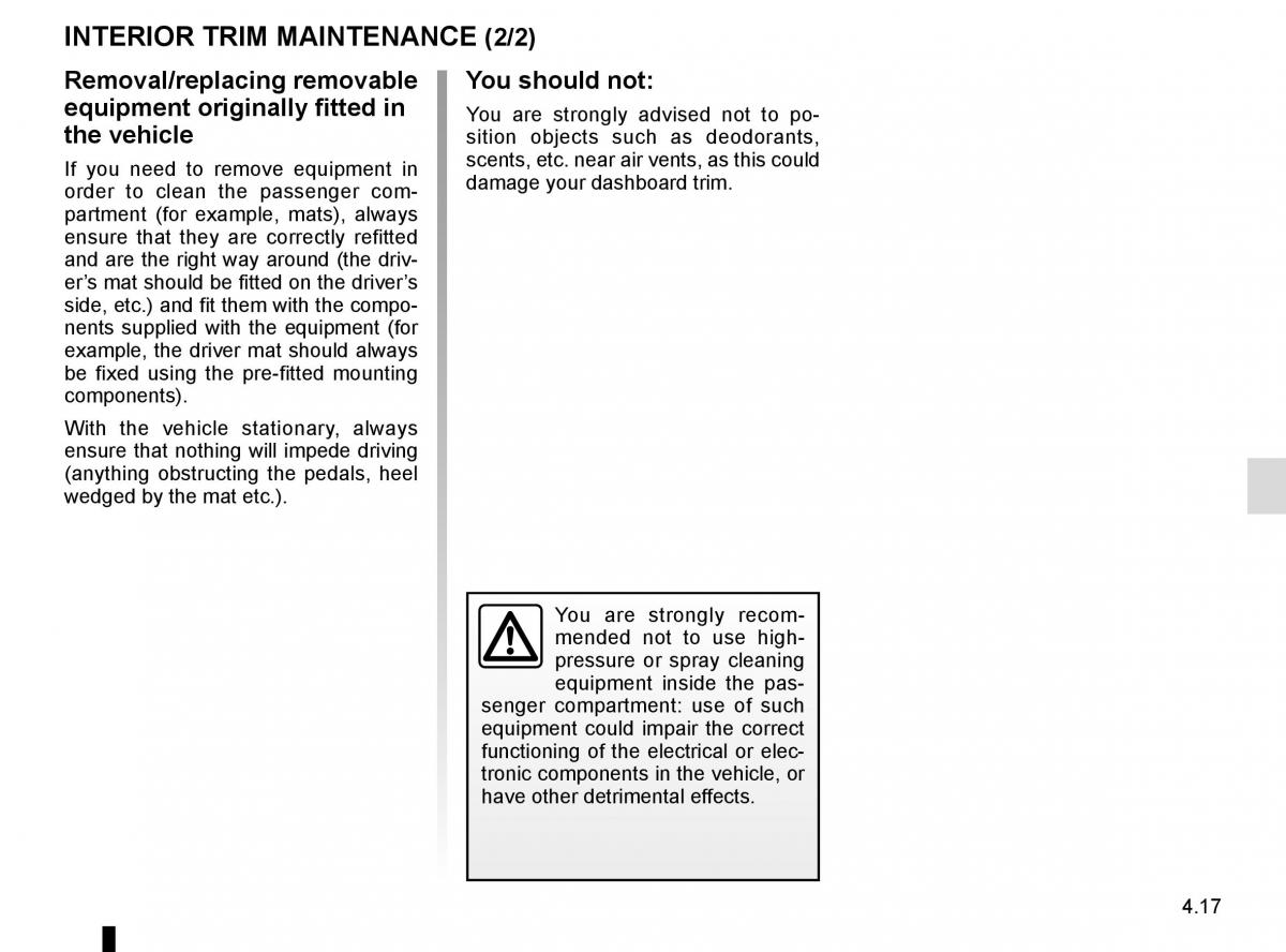 Renault Espace V 5 owners manual / page 255