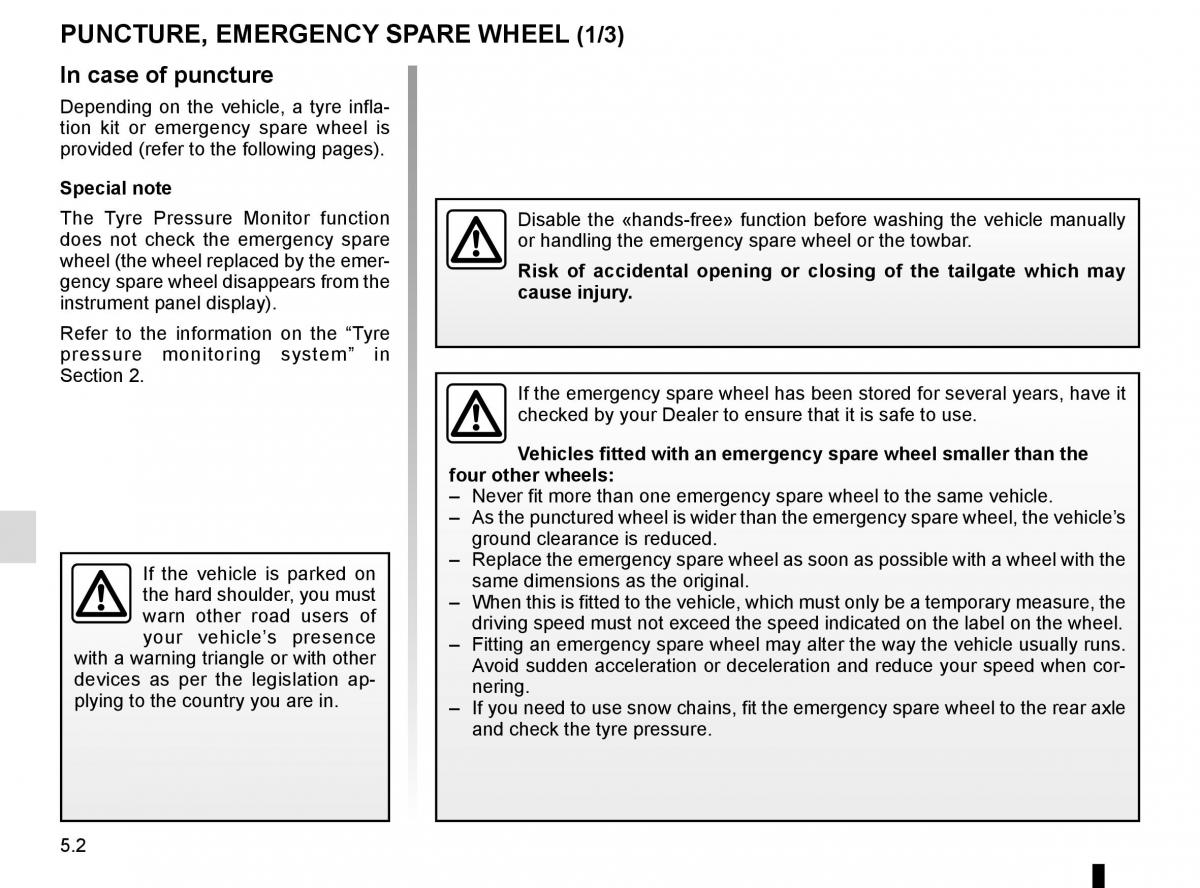 Renault Espace V 5 owners manual / page 258