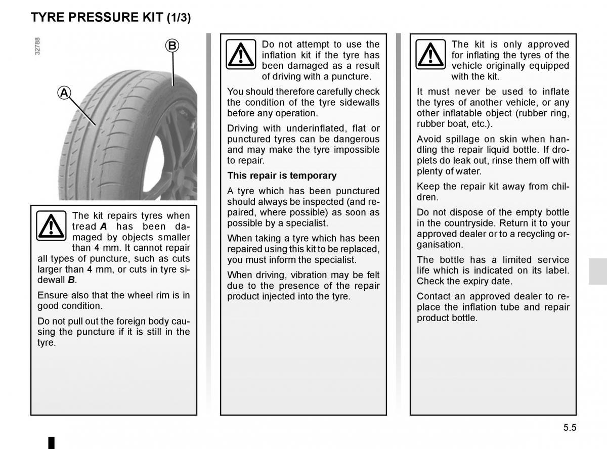 Renault Espace V 5 owners manual / page 261