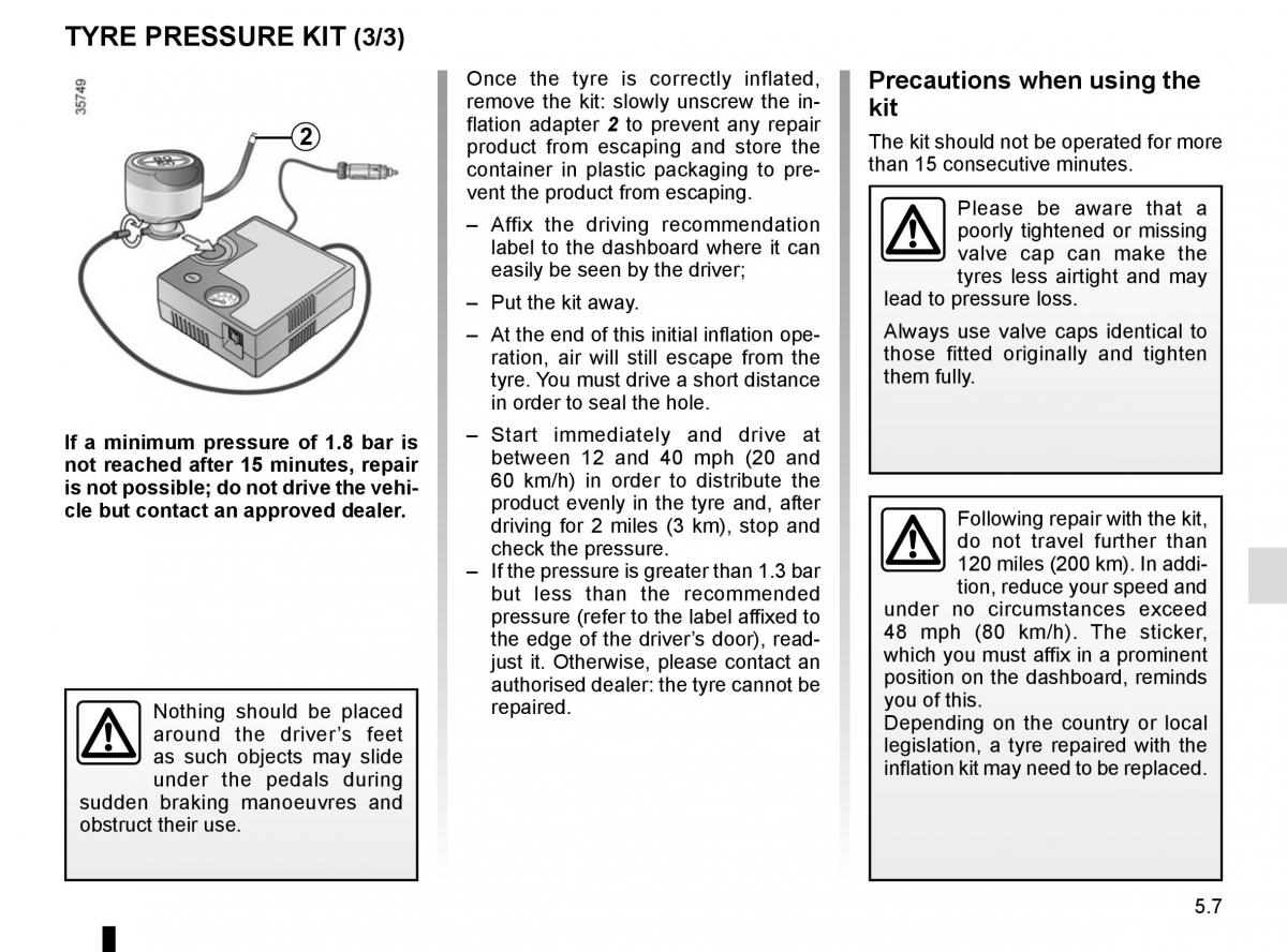 Renault Espace V 5 owners manual / page 263