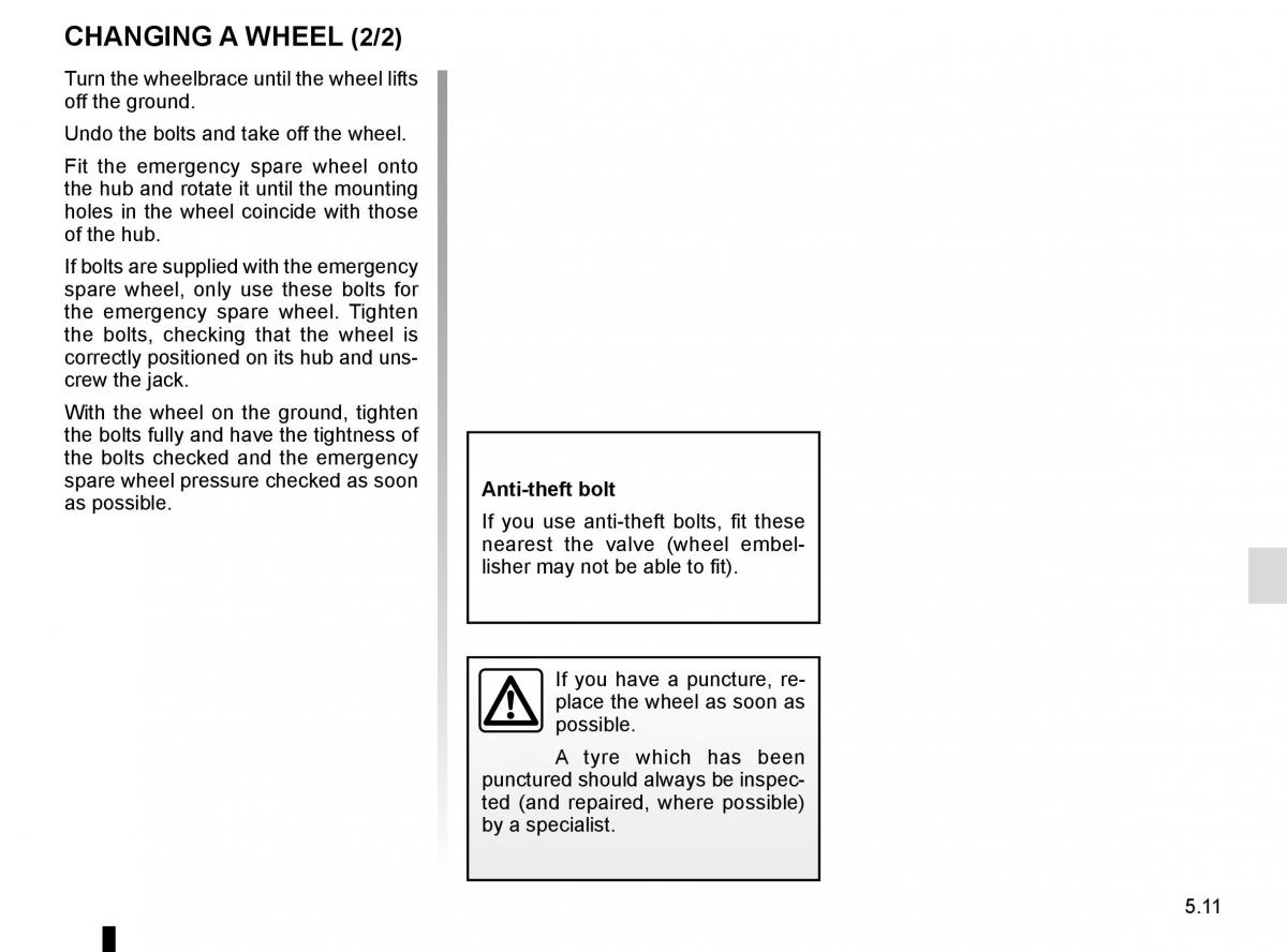 Renault Espace V 5 owners manual / page 267