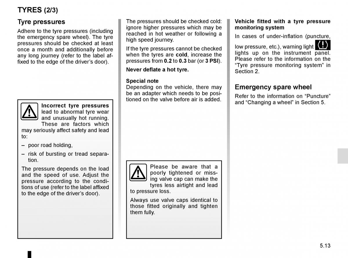 Renault Espace V 5 owners manual / page 269