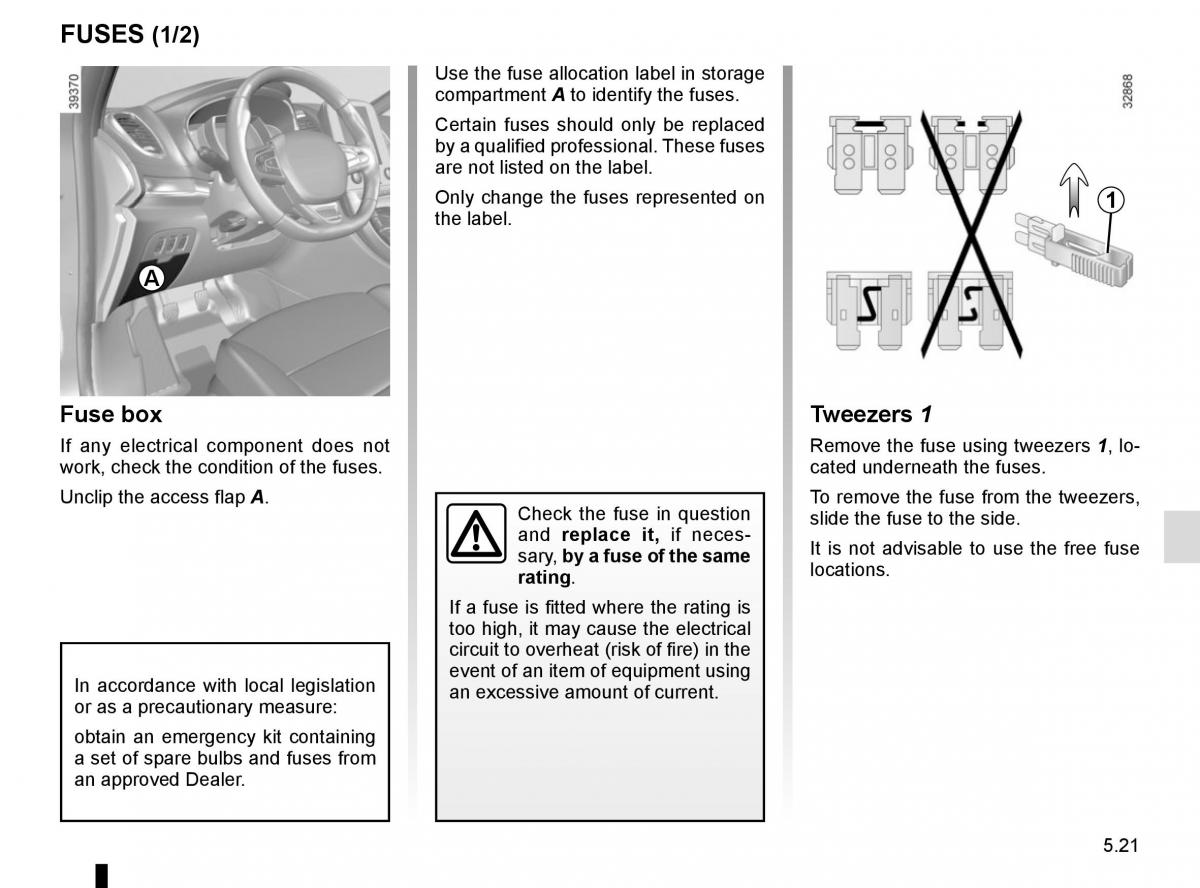 Renault Espace V 5 owners manual / page 277