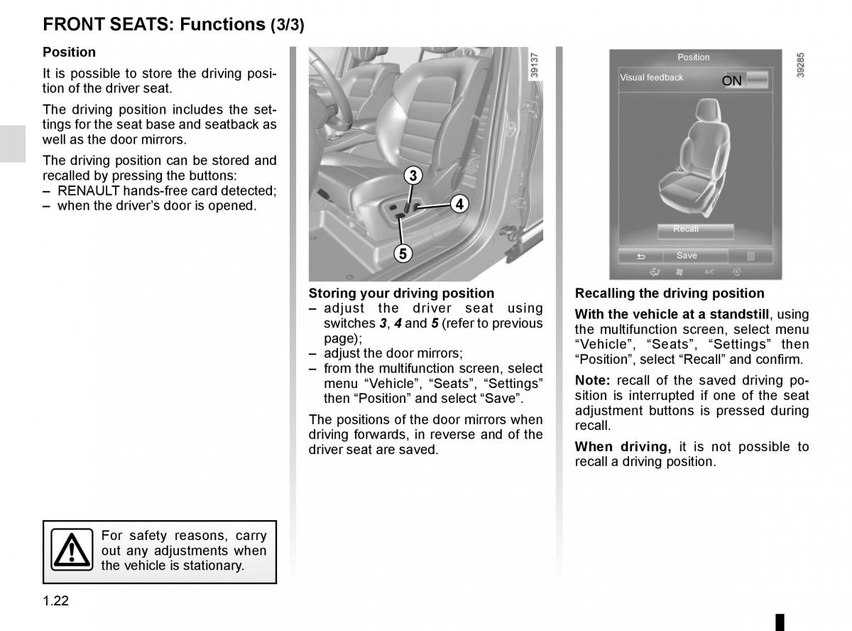 Renault Espace V 5 owners manual / page 28