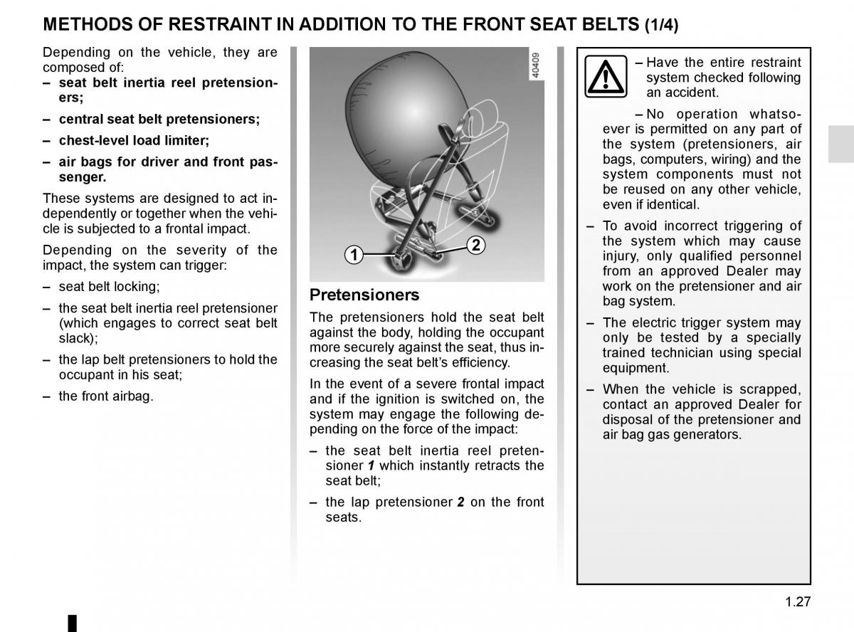 Renault Espace V 5 owners manual / page 33