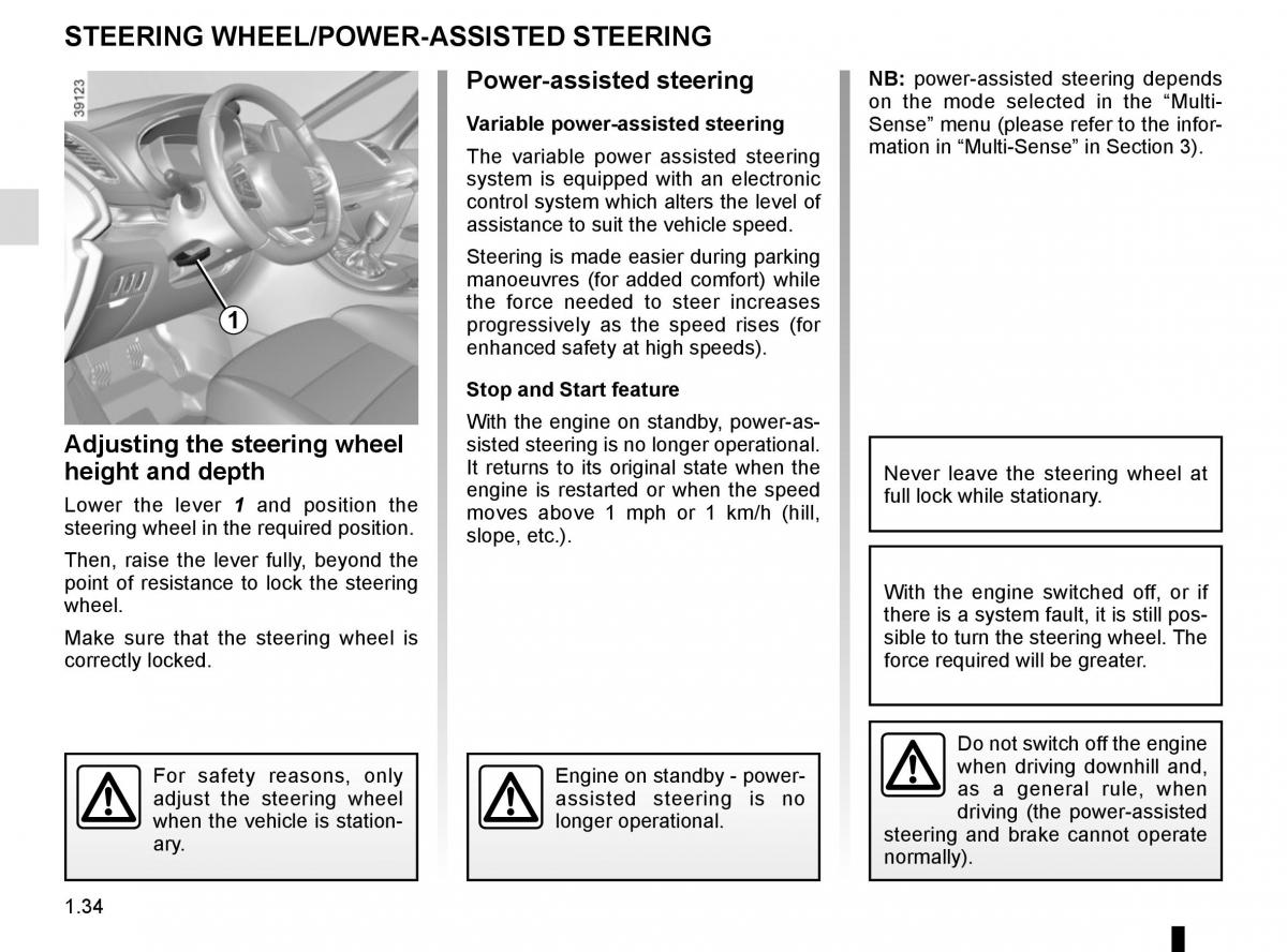 Renault Espace V 5 owners manual / page 40