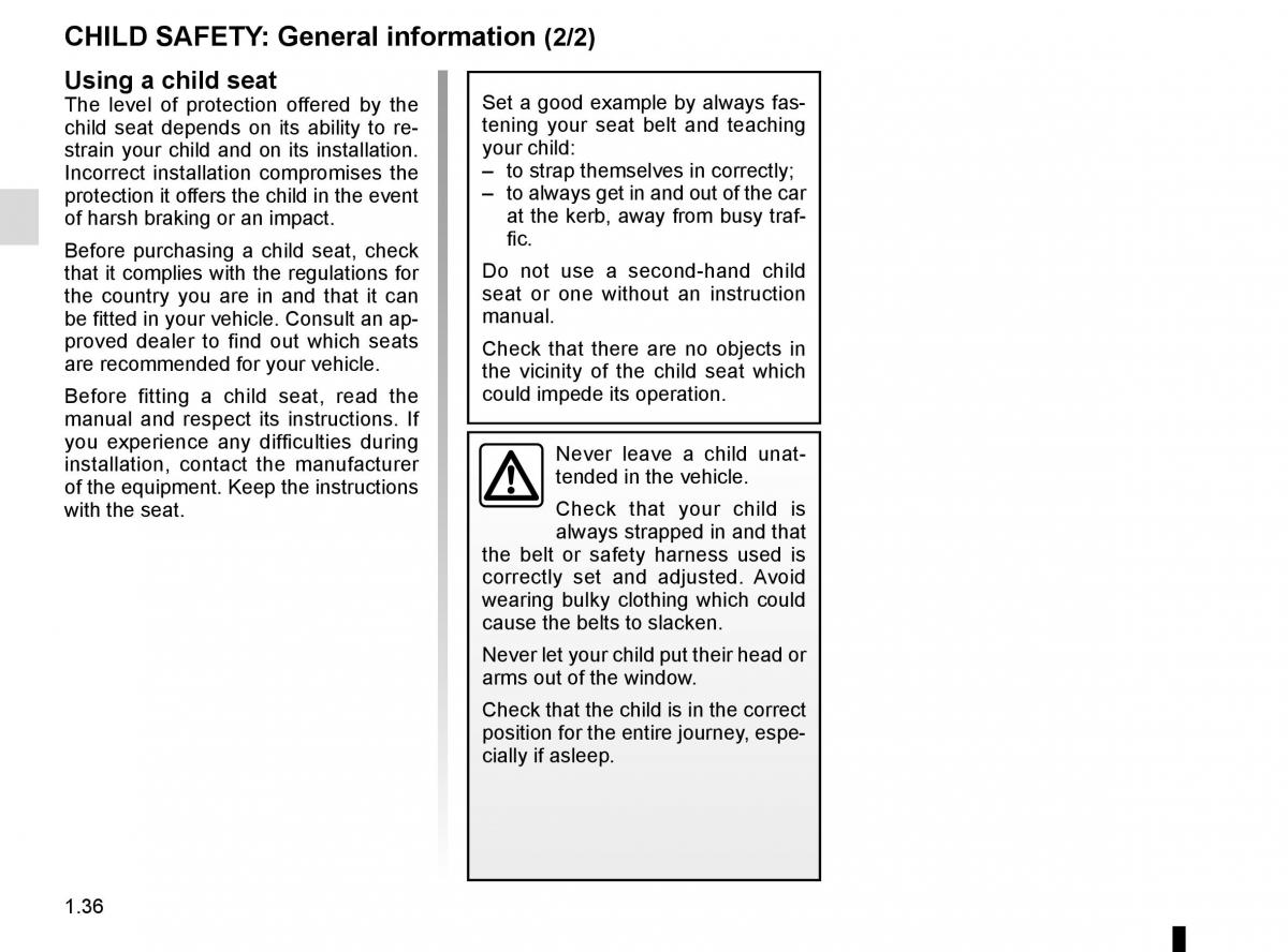 Renault Espace V 5 owners manual / page 42