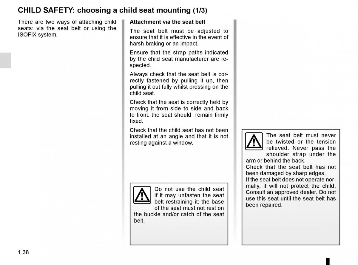 Renault Espace V 5 owners manual / page 44