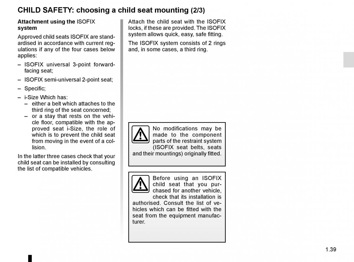 Renault Espace V 5 owners manual / page 45