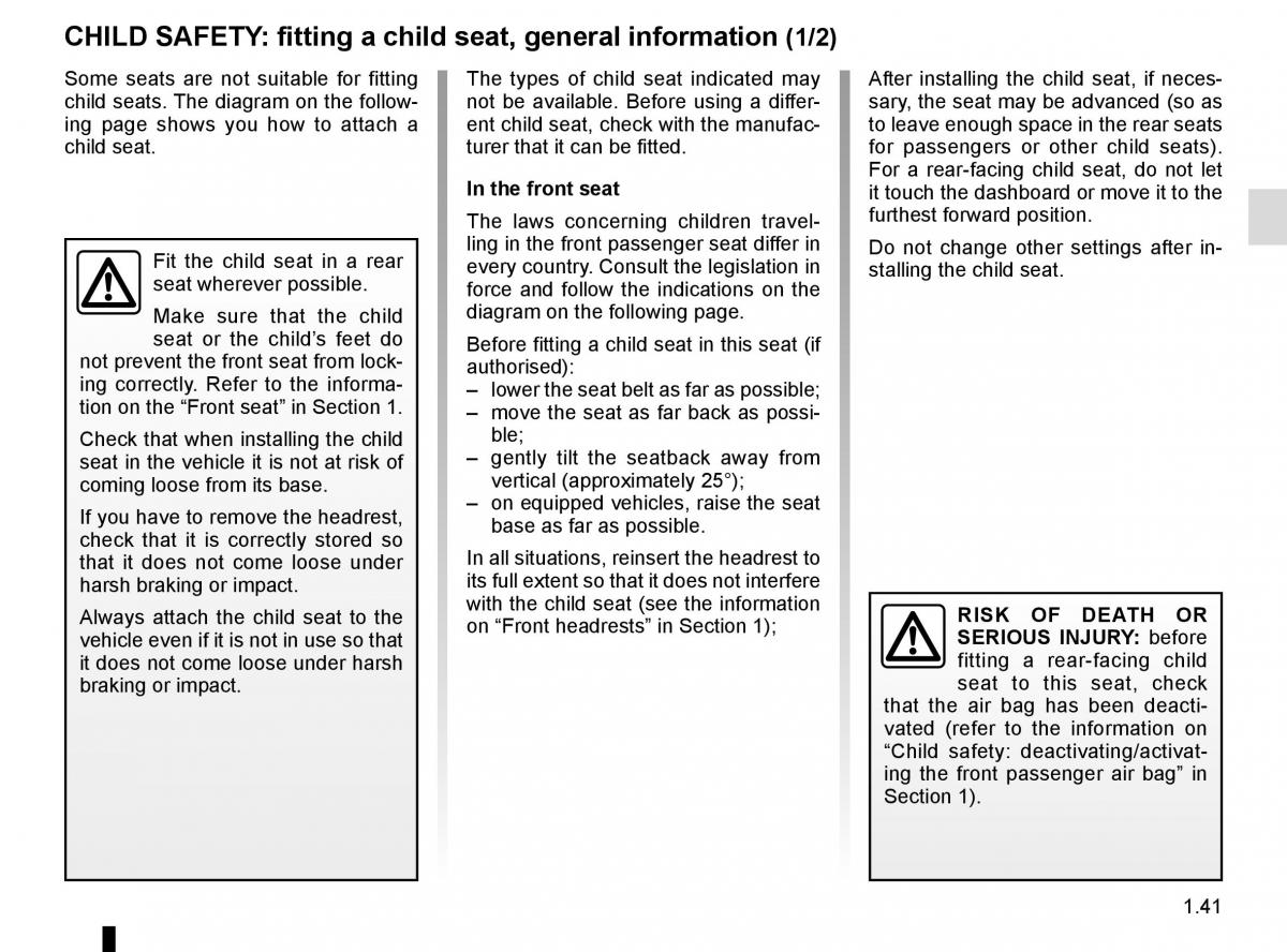 Renault Espace V 5 owners manual / page 47