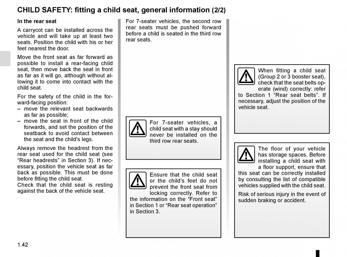 Renault Espace V 5 owners manual / page 48