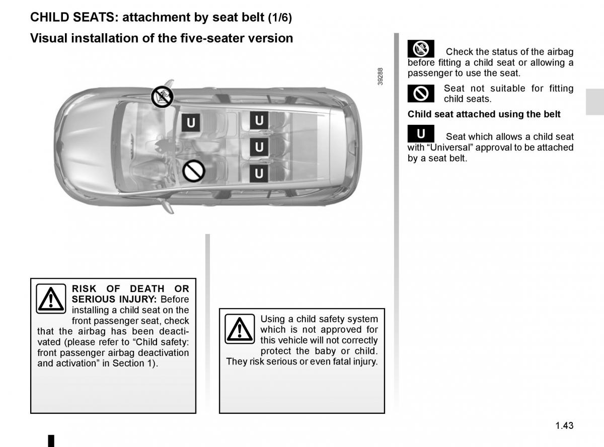 Renault Espace V 5 owners manual / page 49