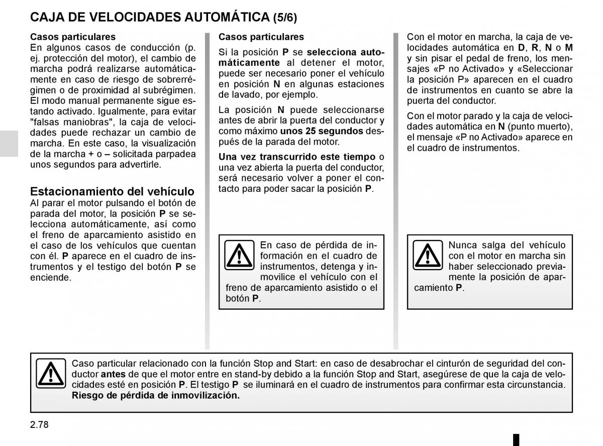 Renault Espace V 5 manual del propietario / page 186