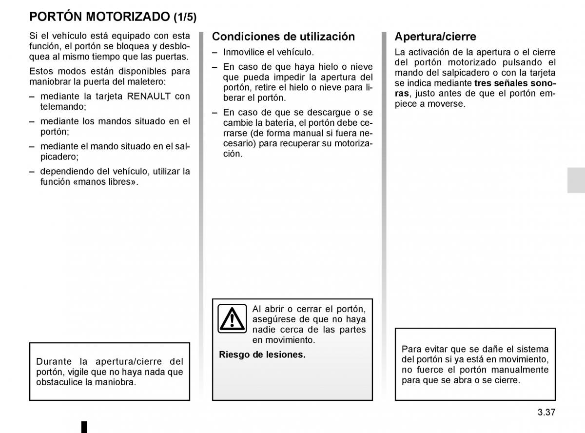 Renault Espace V 5 manual del propietario / page 225