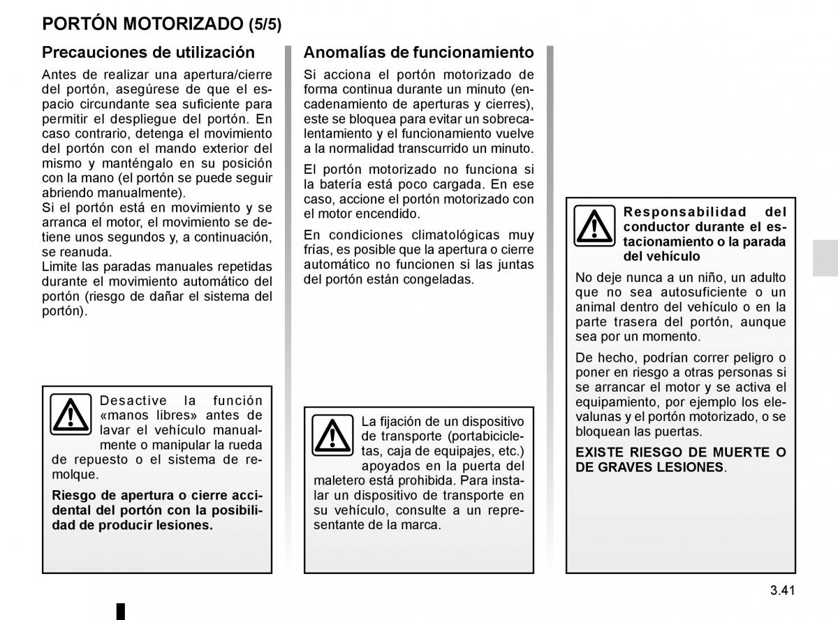 Renault Espace V 5 manual del propietario / page 229