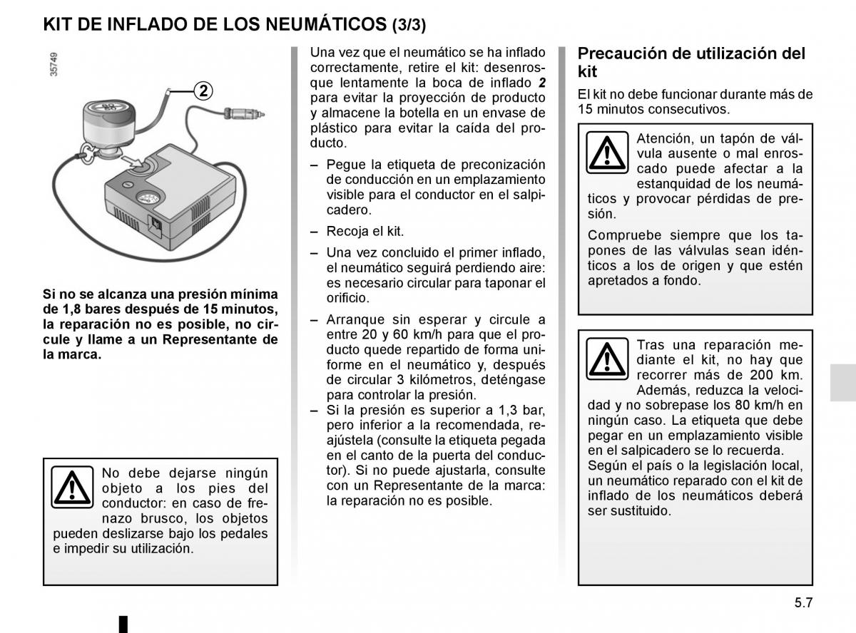 Renault Espace V 5 manual del propietario / page 263