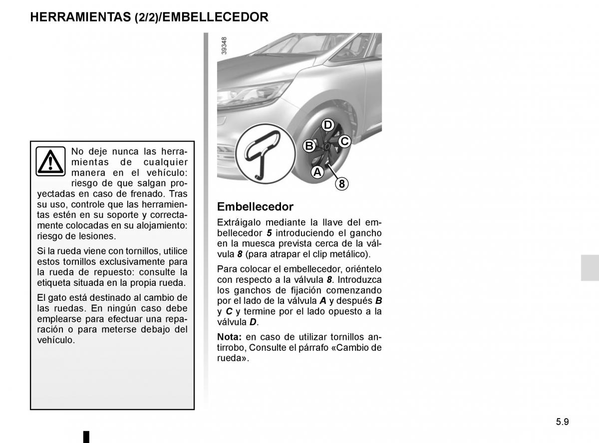 Renault Espace V 5 manual del propietario / page 265