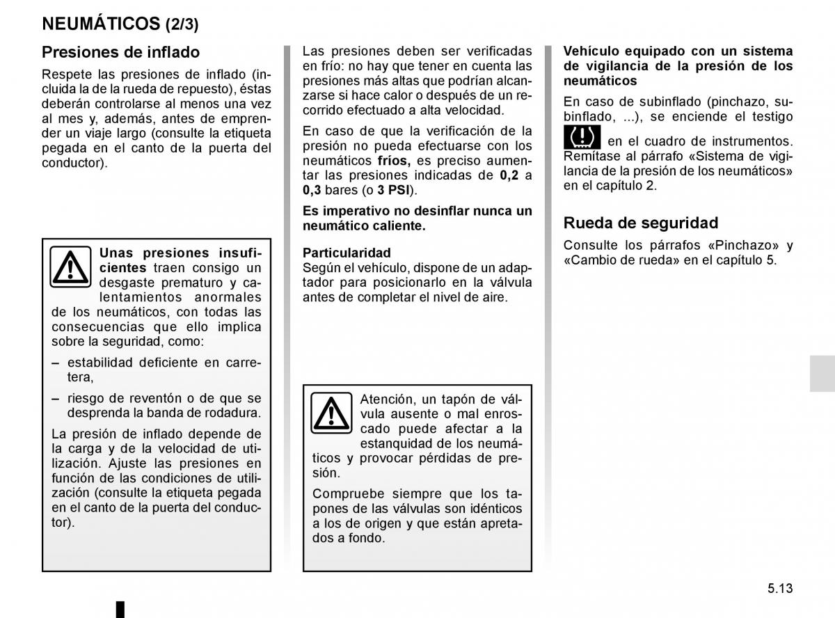 Renault Espace V 5 manual del propietario / page 269