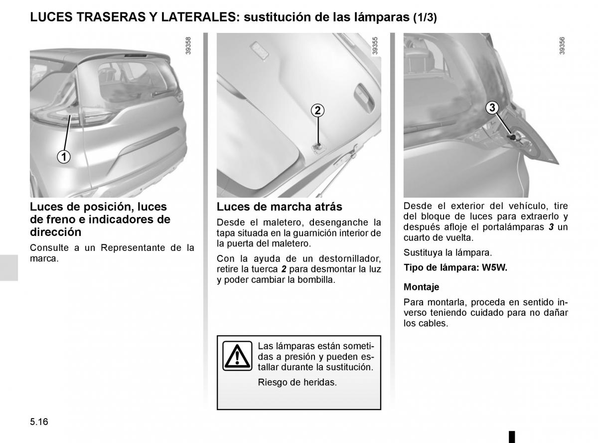 Renault Espace V 5 manual del propietario / page 272