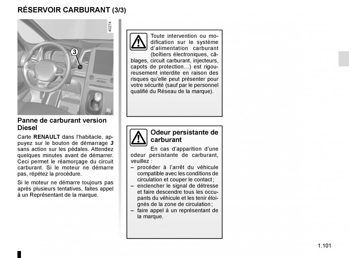 Renault Espace V 5 manuel du proprietaire / page 107