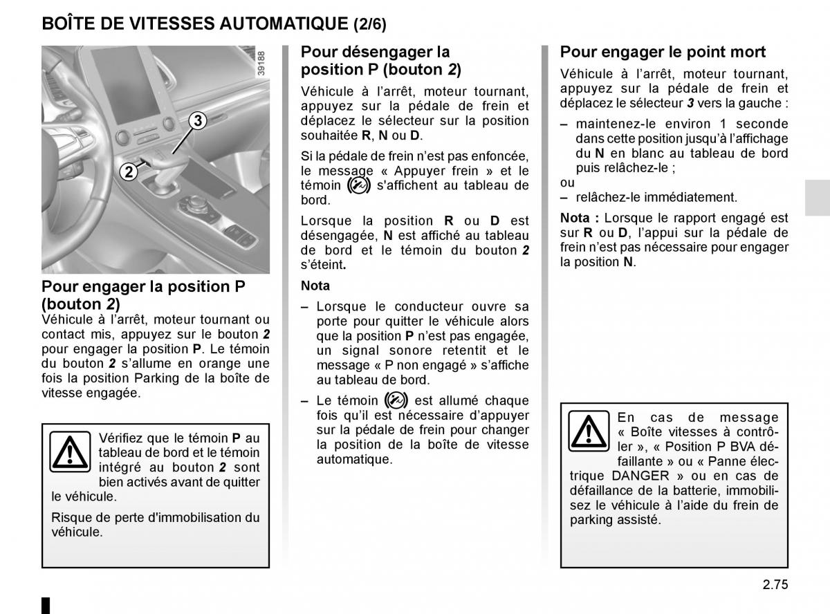 Renault Espace V 5 manuel du proprietaire / page 183