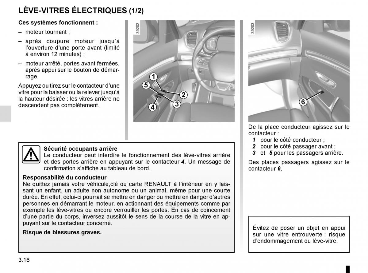 Renault Espace V 5 manuel du proprietaire / page 204