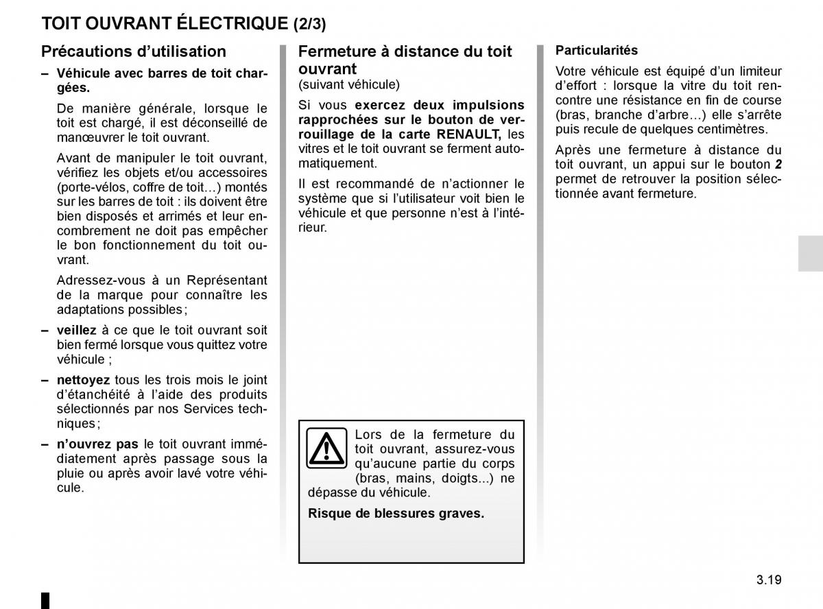 Renault Espace V 5 manuel du proprietaire / page 207