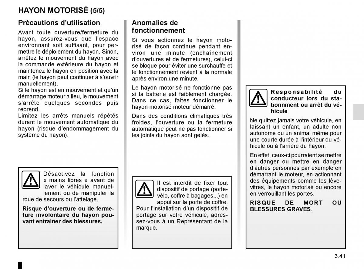 Renault Espace V 5 manuel du proprietaire / page 229